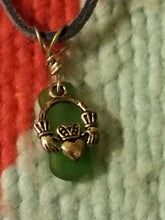 Great Lakes Sea Glass Claddagh Chaladaigh pendant