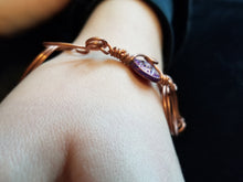 Amethyst copper wire art bracelet