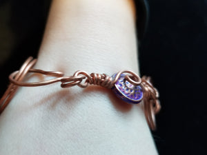 Amethyst copper wire art bracelet