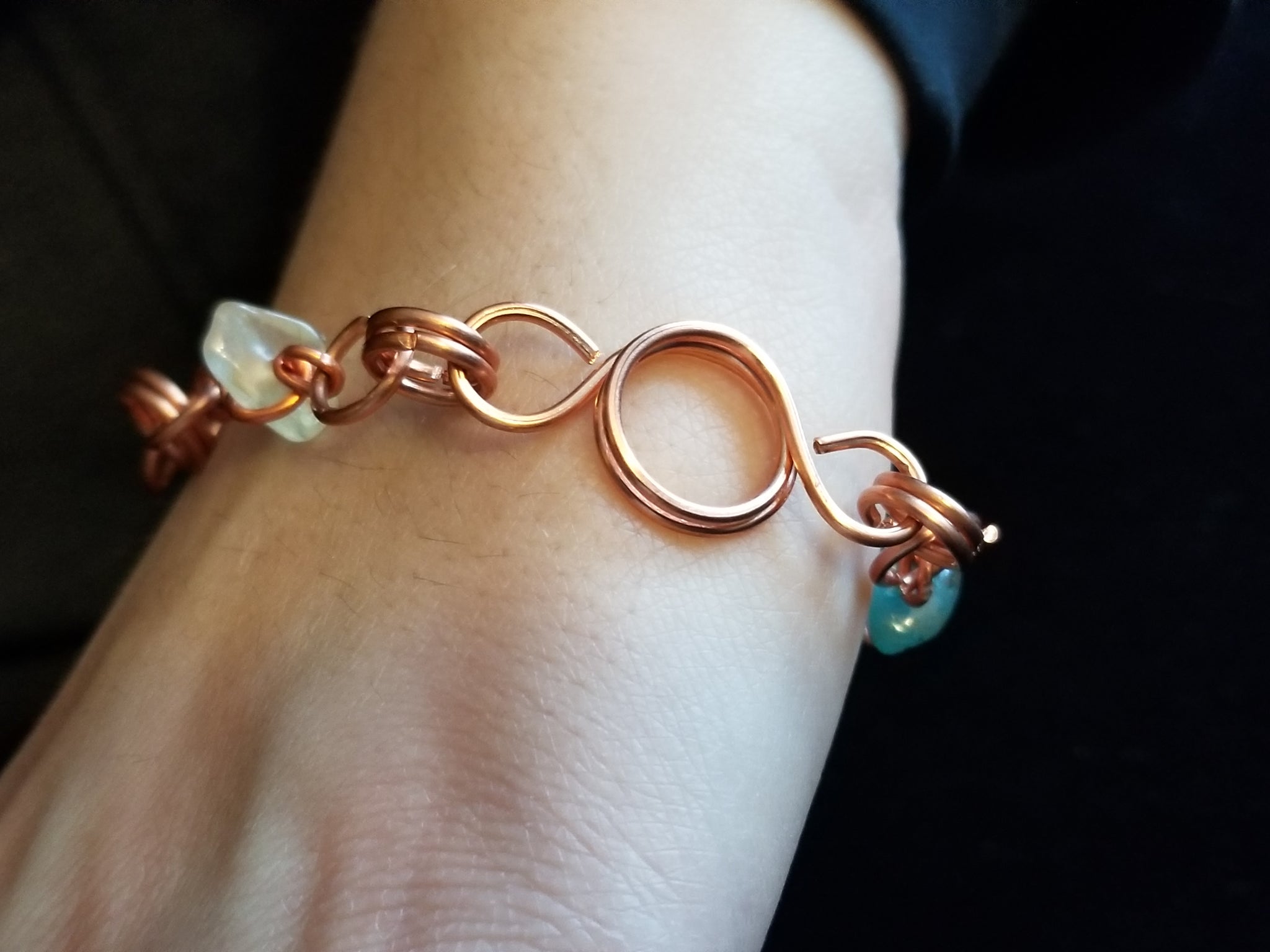 Orange stone copper wire bracelet and earrings set – Monimon.ca