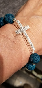 Bling cross aroma lava bracelet