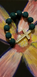 Bling cross aroma lava bracelet