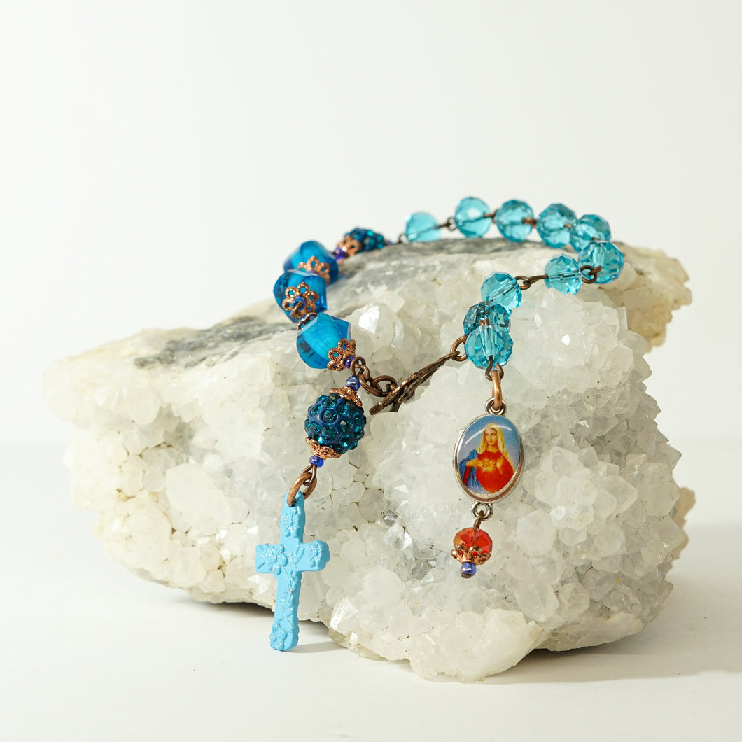 Cloisonné & Austrian crystal Rosary bracelets