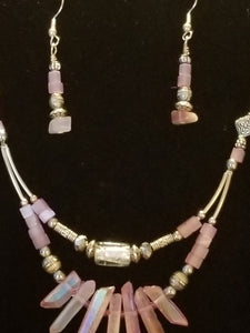 Matching earrings half price with  Pink Quartz necklace