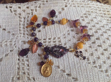 Amber amethyst designer rosary bracelet