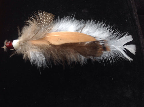 Handmade feather powwow hair decor barrettes