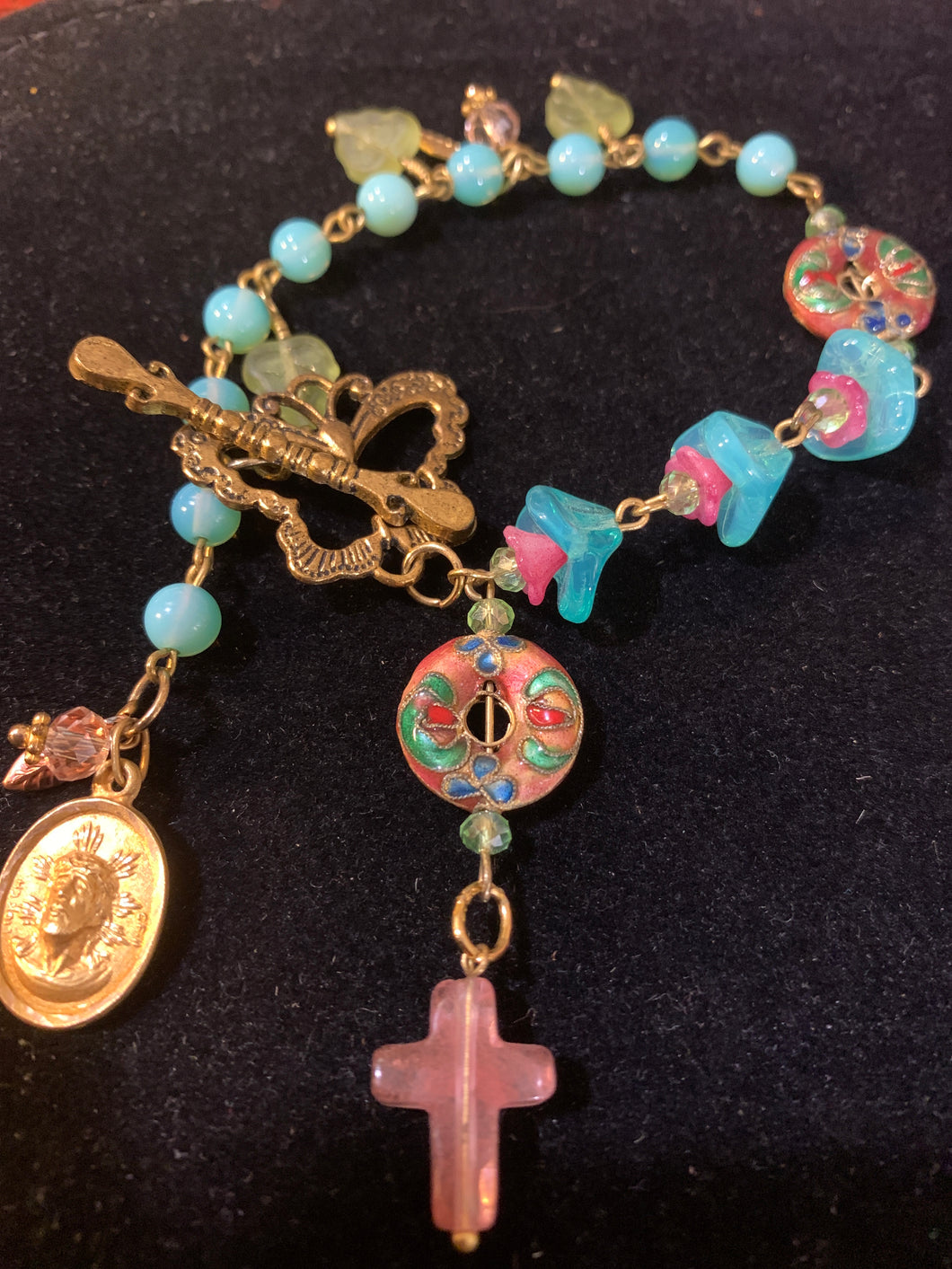 Lmtd ed T.R.Jackson  aqua opalite rosary bracelet