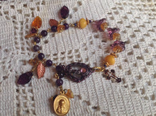 Amber amethyst designer rosary bracelet