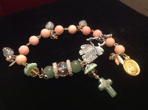 Lmtd ed T.R.Jackson Jade coral rosary bracelet