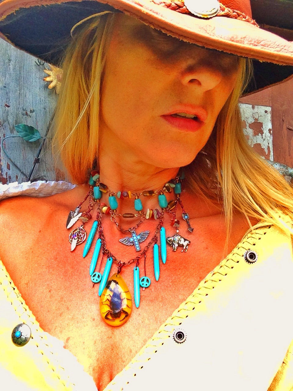 scorpion turquoise cowgirl gem choker – Hey Mary Peace Beads