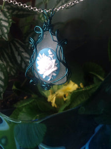 Great Lakes Sea-glass wirewrap  Cameo