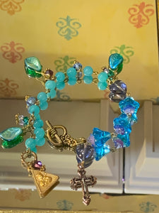 Lmtd ed T.R.Jackson apatite Czech floral rosary bracelet