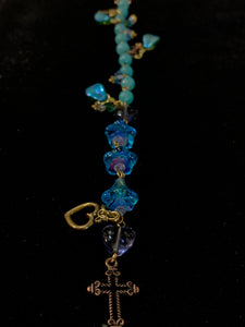 Lmtd ed T.R.Jackson apatite Czech floral rosary bracelet