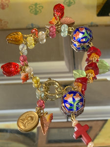 Lmtd ed T.R.Jackson ruby & royal blue  rosary bracelet