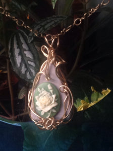 Great Lakes Sea-glass wirewrap  Cameo