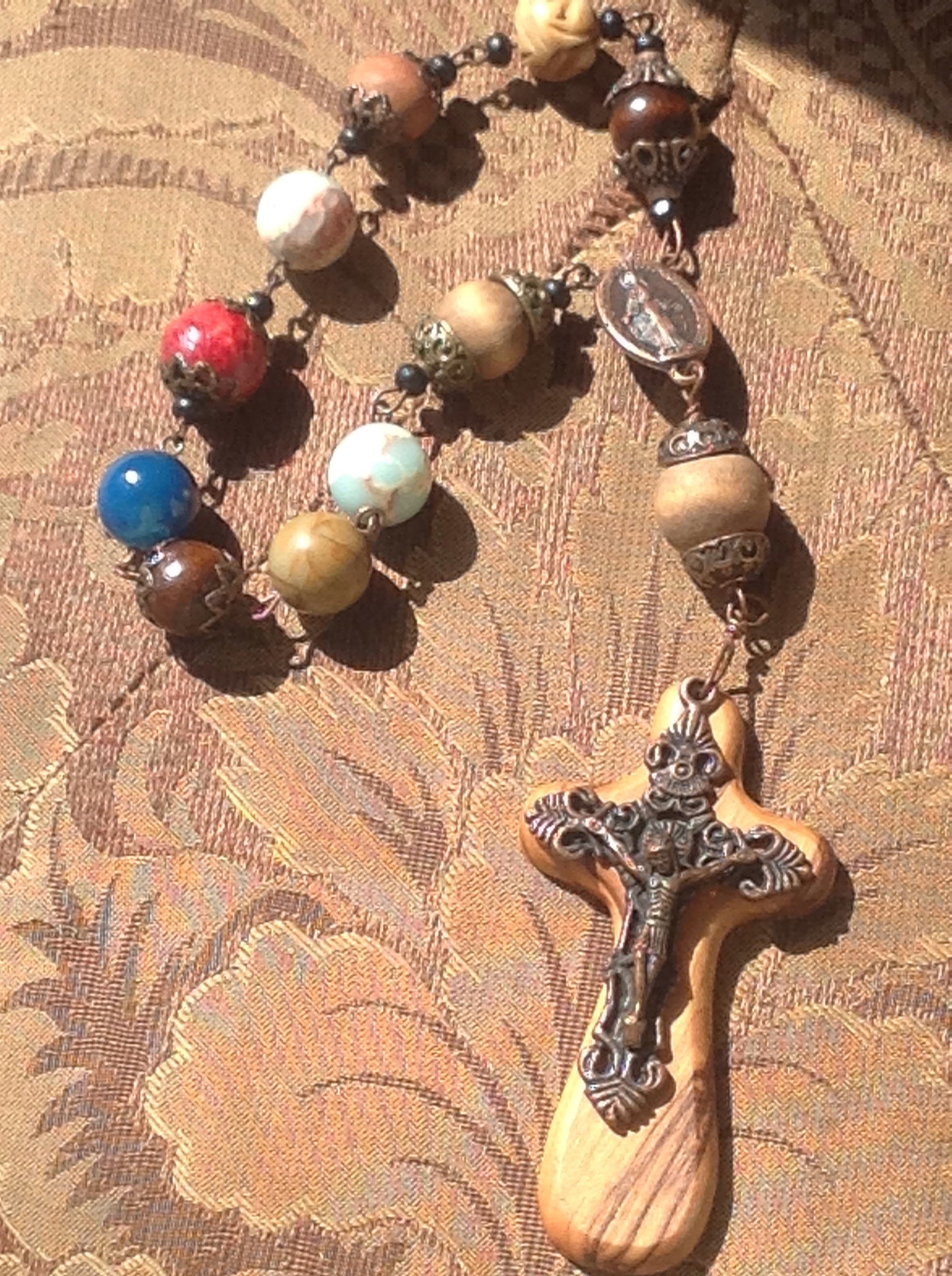 Mens Jerusalem olive wood cross 1decade rosary – Hey Mary Peace Beads