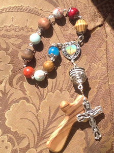 Mens Jerusalem olive wood cross 1decade rosary