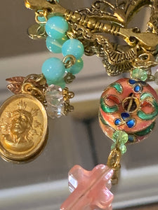Lmtd ed T.R.Jackson  aqua opalite rosary bracelet