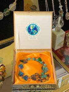 Lmtd ed T.R.Jackson apatite Czech floral rosary bracelet