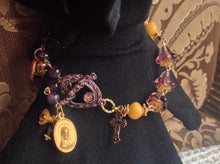 Amber amethyst designer rosary bracelet