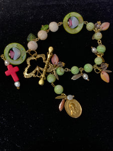 Lmtd ed TR Jackson coral & mother of pearl  rosary bracelet